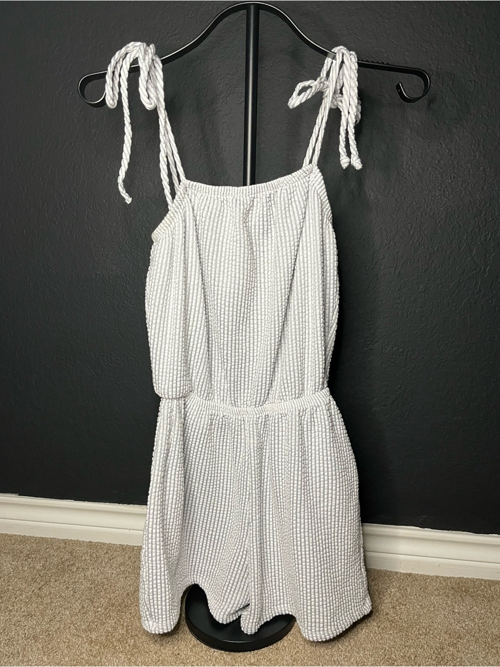 Green Envelope White Tie-Strap Romper